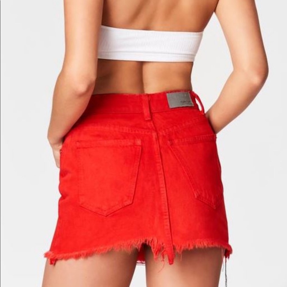 Carmar COLIN Red Double White Zipper Mini Skirt - Picture 3 of 8
